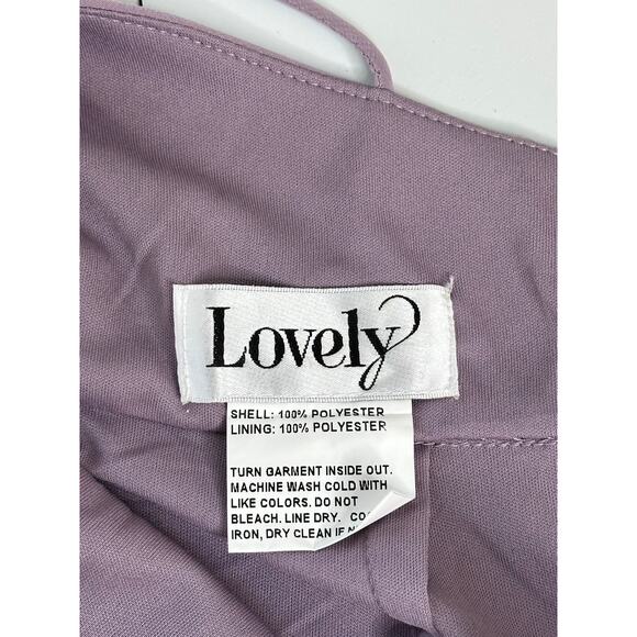 Lovely NWT Lilac Purple Square Neck Chiffon Maxi Dress with Front Slit Formal 6 - Picture 3 of 7